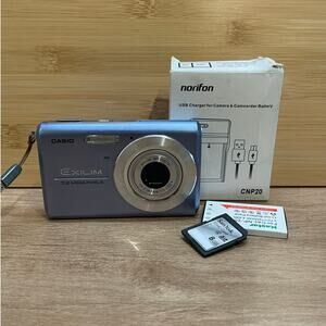 casio exilim ex-z75 vintage blue digital camera tested works